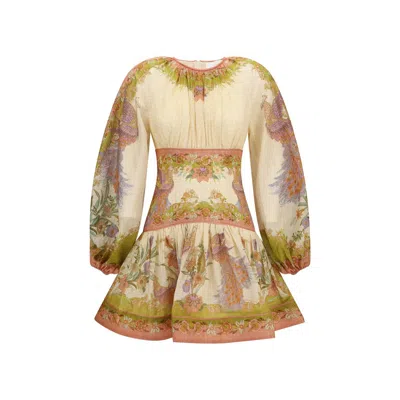Zimmermann Womens Chartreuse Scarf Floral Indra Floral-print Cotton And Silk-blend Mini Dress Xxs In Multi