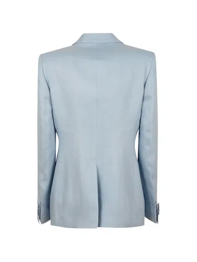 Tagliatore Double-breasted Linen Jacket In Blue