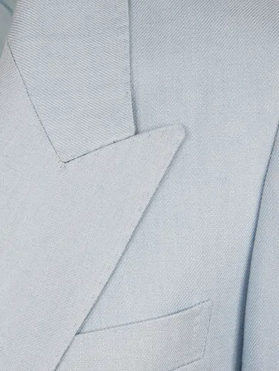 Tagliatore Double-breasted Linen Jacket In Blue