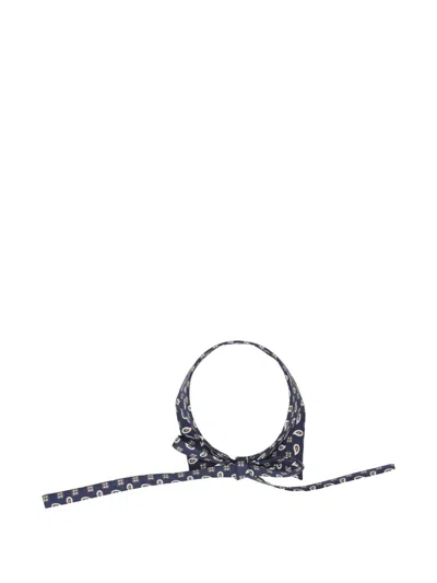 Max Mara Adjustable Paisley Bow Tie Accessory In Blue
