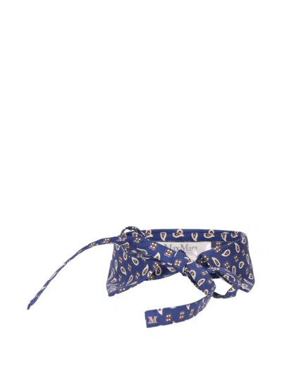 Max Mara Printed Silk Collar In Blue