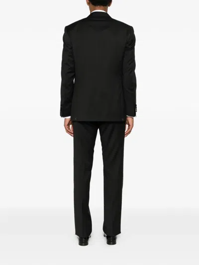 Corneliani Peak-lapel Virgin-wool Suit In Black