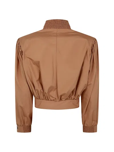 Chloé Ruched Short Cotton Poplin Jacket In Reef Shell In Multi