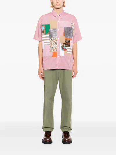 Junya Watanabe Check-pattern Patchwork Shirt In Pink