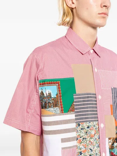 Junya Watanabe Check-pattern Patchwork Shirt In Pink