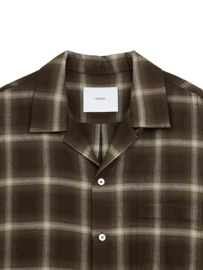 Ssstein Check-pattern Shirt In Brown