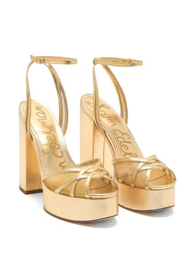 Sam Edelman Metallic-effect Platform Sandals In Gold