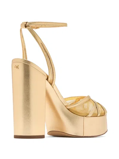 Sam Edelman Metallic-effect Platform Sandals In Gold