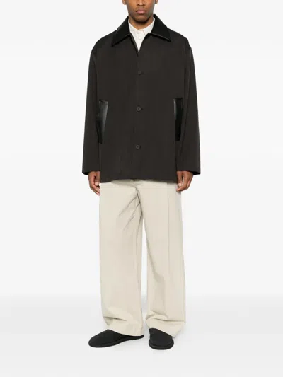 Studio Nicholson Meter Leather-collar Jacket In Black