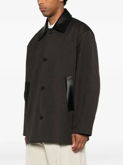 Studio Nicholson Meter Leather-collar Jacket In Black