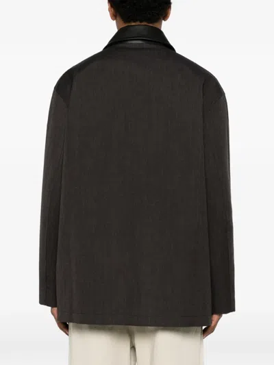 Studio Nicholson Meter Leather-collar Jacket In Black