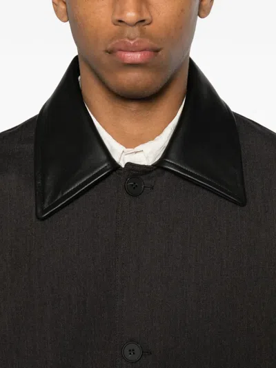 Studio Nicholson Meter Leather-collar Jacket In Black