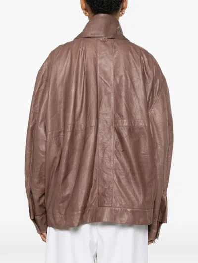 Calvin Klein Collection Belted Oversized Jacket In Brown