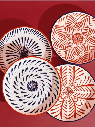 Serax X Waww La Tablebazaar Geometric-pattern Dinner Plates In Multi