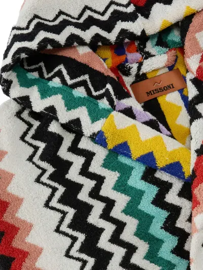 Missoni Zigzag-pattern Hooded Bathrobe In Multi