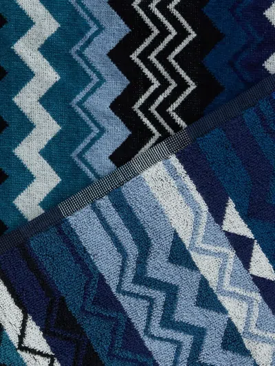 Missoni Giacomo Zigzag-print Towel Set In Blue
