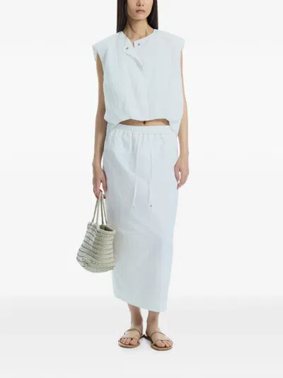 System Padded Drawstring Skirt In White