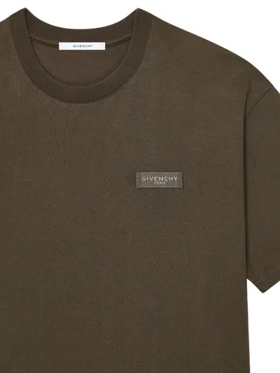 Givenchy Paris Gros Grain Cotton T-shirt In Green