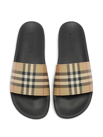 Burberry Men Slippers With Vintage Check Printed Pattern In Multi