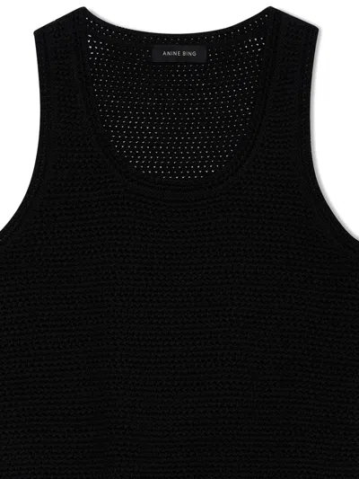 Anine Bing Arie Crochet-knit Tank Top In Black