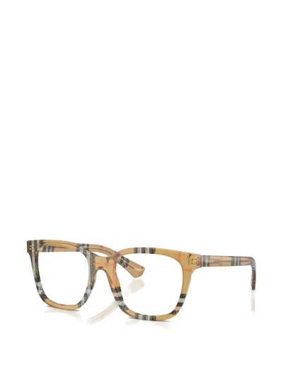 Burberry Check-pattern Square-frame Glasses In Brown