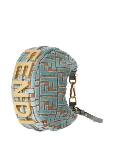 Fendi Graphy Mini Hobo In Ff Jacquard Velvet Bags In Green