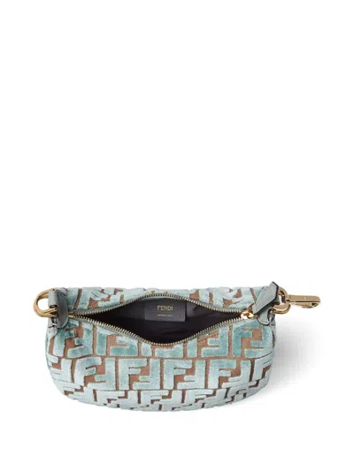 Fendi Graphy Mini Hobo In Ff Jacquard Velvet Bags In Green