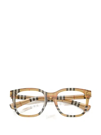 Burberry Check-pattern Square-frame Glasses In Brown
