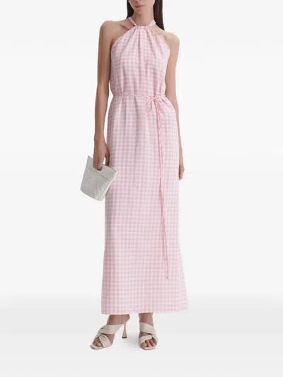 Scanlan Theodore Gingham-check Halterneck Maxi Dress In Pink