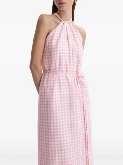 Scanlan Theodore Gingham-check Halterneck Maxi Dress In Pink