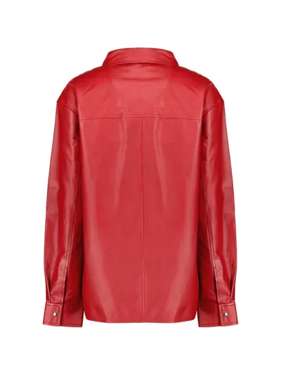 Iro Leather Buttoned Jacket In Red