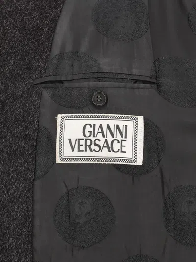 Pre-owned Versace Double-breasted Coat In Gray