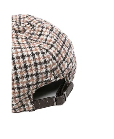 Brunello Cucinelli Plaid-check Wool Blend Baseball Cap In Multi