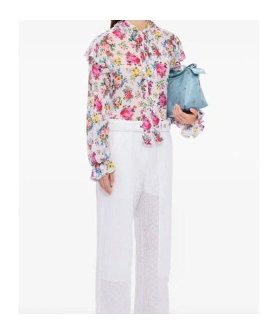 Msgm Floral-print Ruffled Blouse In Multi