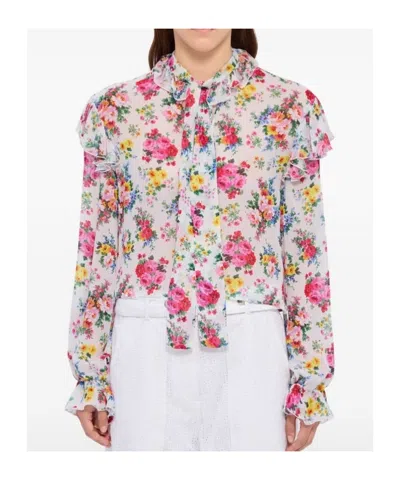 Msgm Floral-print Ruffled Blouse In Multi