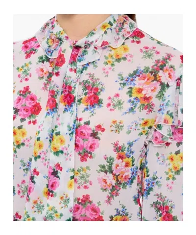 Msgm Floral-print Ruffled Blouse In Multi