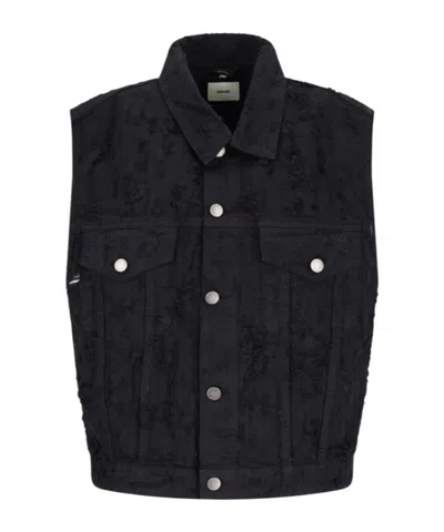 Haikure Ryder Satin Bull Vest In Carbon In Black