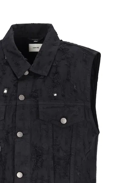 Haikure Ryder Satin Bull Vest In Carbon In Black