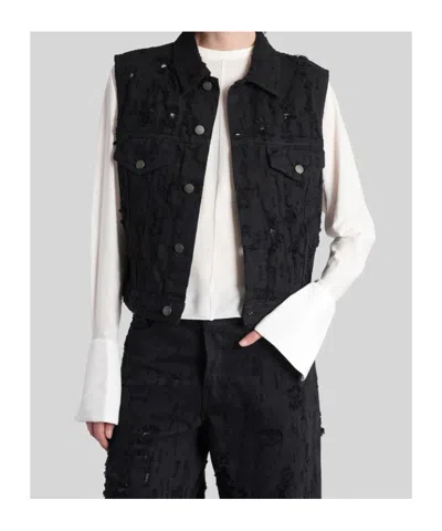 Haikure Ryder Satin Bull Vest In Carbon In Black