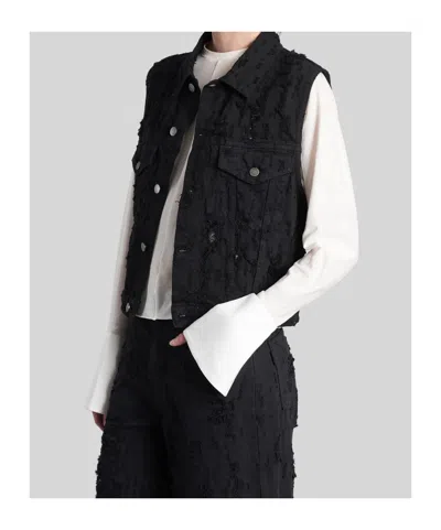 Haikure Ryder Satin Bull Vest In Carbon In Black