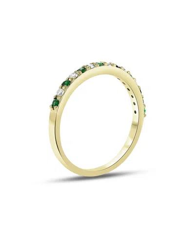 Levaron 14k 0.35 Ct. Tw. Diamond & Emerald Stackable Ring In Gray