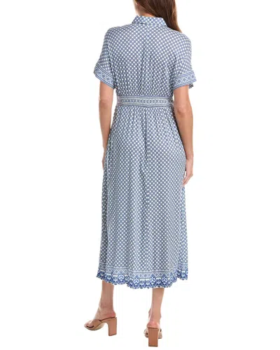 Max Studio Short Sleeve Button Front Midi Dress In Multi