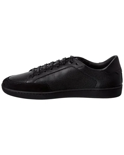 Saint Laurent Leather Sneakers With Almond Toe And Perforated Style In Black