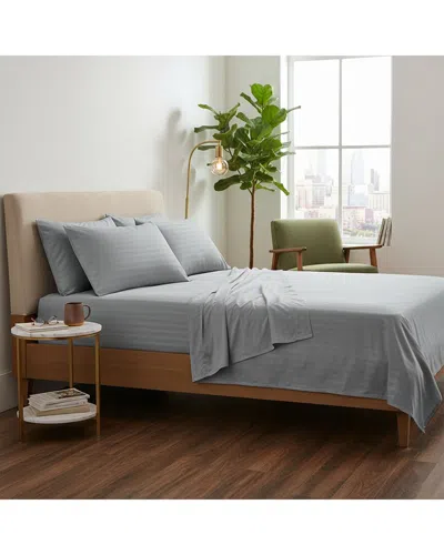 Luxury Home Dobby Stripe Sheet Set In Gray