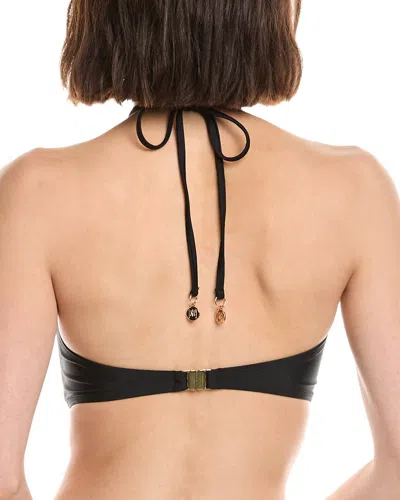 Milly Floral Applique Halter Bikini Top In Black