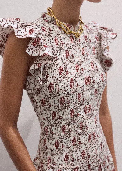 Me+em Cotton In Bloom Floral Print Midi Dress Orange-multi