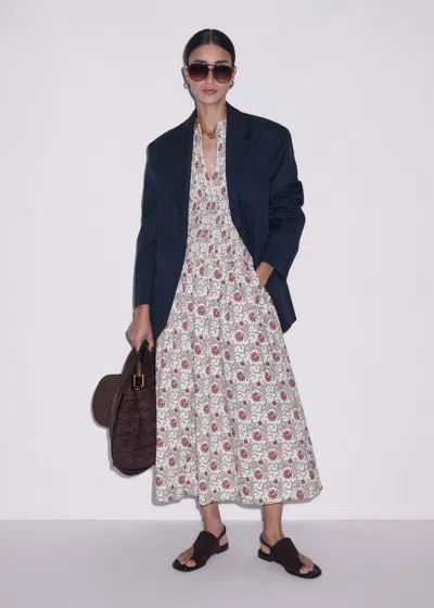 Me+em Cotton In Bloom Floral Print Midi Dress Orange-multi