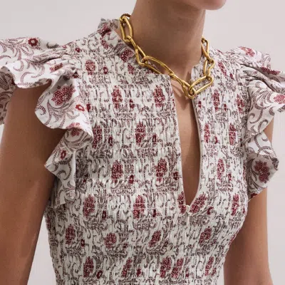 Me+em Cotton In Bloom Floral Print Midi Dress Orange-multi