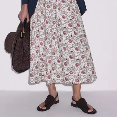 Me+em Cotton In Bloom Floral Print Midi Dress Orange-multi
