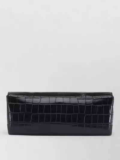 Totême Rectangular Crocodile Leather Clutch Top Handle In Black
